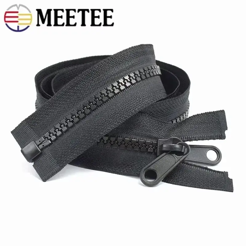 Meetee 5# 8# 10# 60-300cm Resin Zippers Plastic Double-sided Zipper Slider for Outdoor Tent Sleep Bag Zip DIY Sewing Accessories