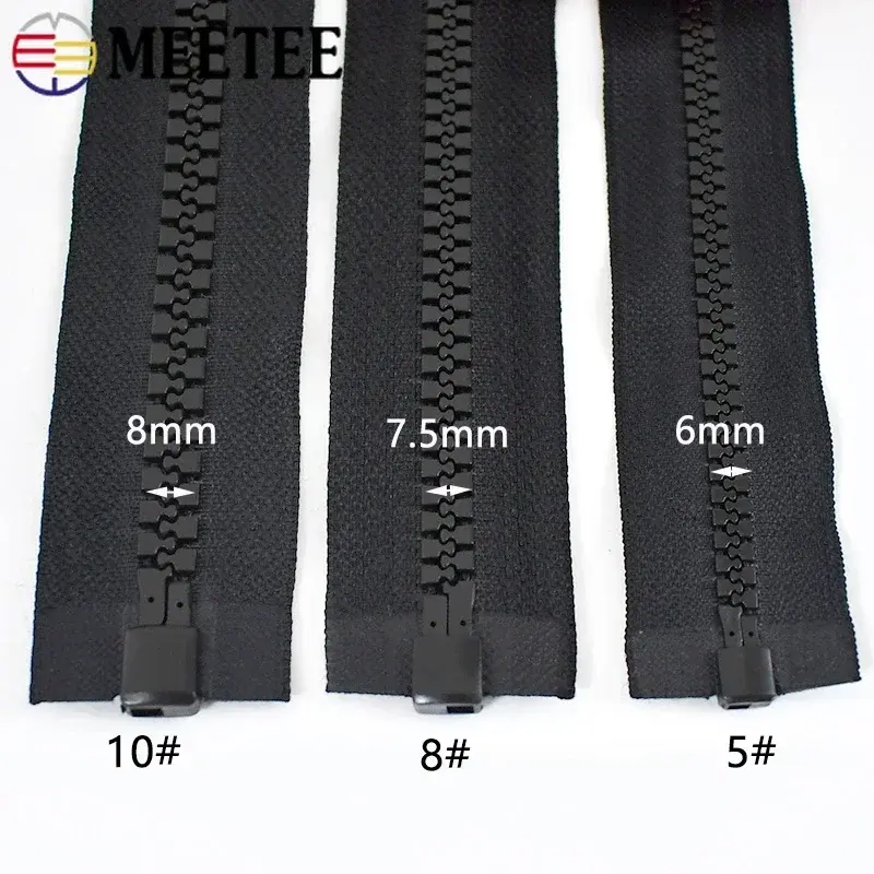 Meetee 5# 8# 10# 60-300cm Resin Zippers Plastic Double-sided Zipper Slider for Outdoor Tent Sleep Bag Zip DIY Sewing Accessories