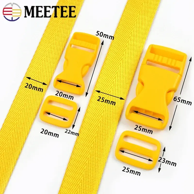 20/25mm 1-5Sets Plastic Release Buckle Tri-Glide Sliders Webbing Tape Bag Strap Side Clip Dog Collar Ribbon Band Accessories