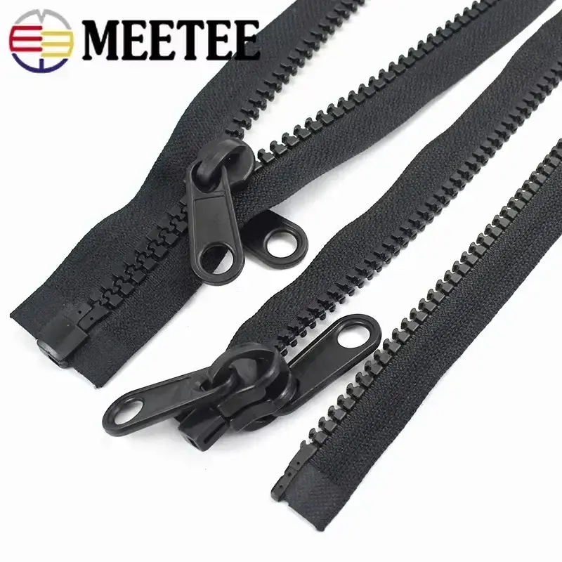 Meetee 5# 8# 10# 60-300cm Resin Zippers Plastic Double-sided Zipper Slider for Outdoor Tent Sleep Bag Zip DIY Sewing Accessories