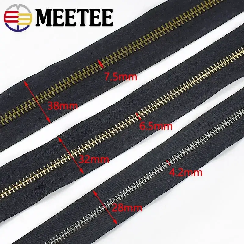1/2/3/4Yards 3# 5# 8# Metal Zipper Tape For Bag Coat Jackets Zips Backpack Handbag Zip Repair Kit DIY Clothes Sewing Accessories