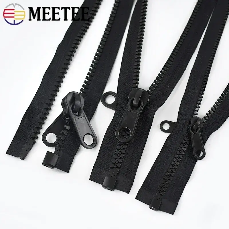 Meetee 5# 8# 10# 60-300cm Resin Zippers Plastic Double-sided Zipper Slider for Outdoor Tent Sleep Bag Zip DIY Sewing Accessories