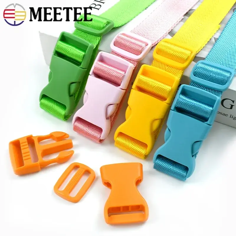 20/25mm 1-5Sets Plastic Release Buckle Tri-Glide Sliders Webbing Tape Bag Strap Side Clip Dog Collar Ribbon Band Accessories