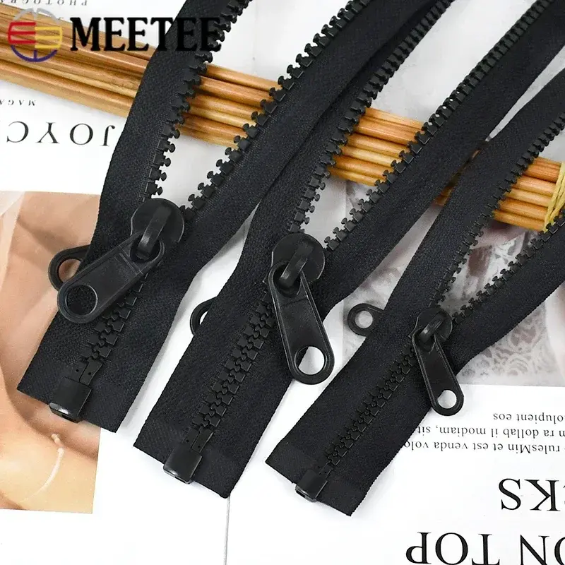 Meetee 5# 8# 10# 60-300cm Resin Zippers Plastic Double-sided Zipper Slider for Outdoor Tent Sleep Bag Zip DIY Sewing Accessories