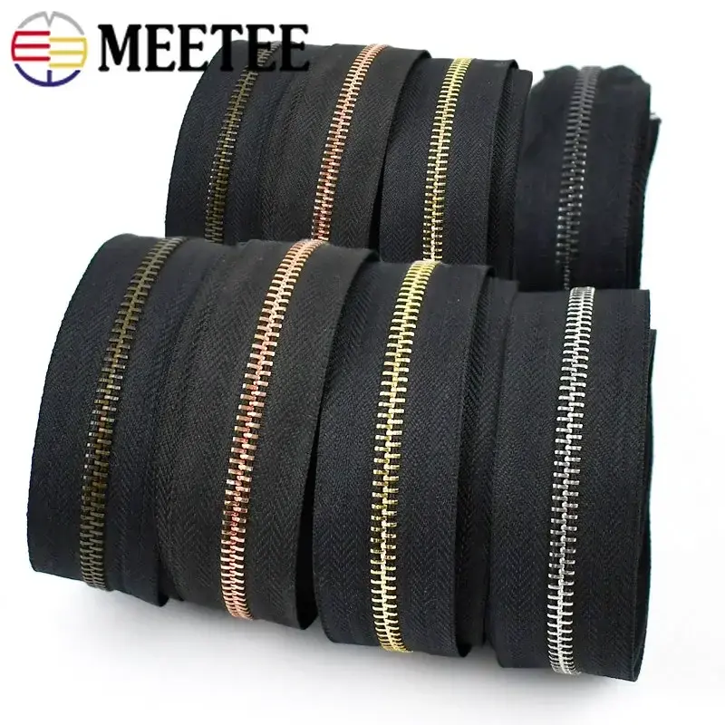 1/2/3/4Yards 3# 5# 8# Metal Zipper Tape For Bag Coat Jackets Zips Backpack Handbag Zip Repair Kit DIY Clothes Sewing Accessories