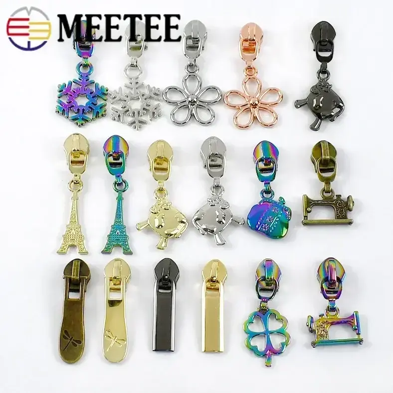 Meetee 10-30Pcs 5# Nylon Zipper Slider for Sewing Bag Zippers Puller Clothes Closure Zip Locks Zips Repair Kits DIY Accessories