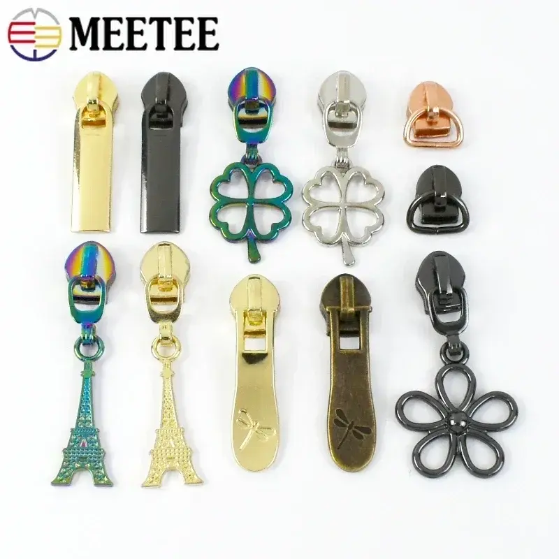 Meetee 10-30Pcs 5# Nylon Zipper Slider for Sewing Bag Zippers Puller Clothes Closure Zip Locks Zips Repair Kits DIY Accessories