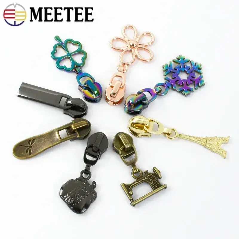 Meetee 10-30Pcs 5# Nylon Zipper Slider for Sewing Bag Zippers Puller Clothes Closure Zip Locks Zips Repair Kits DIY Accessories