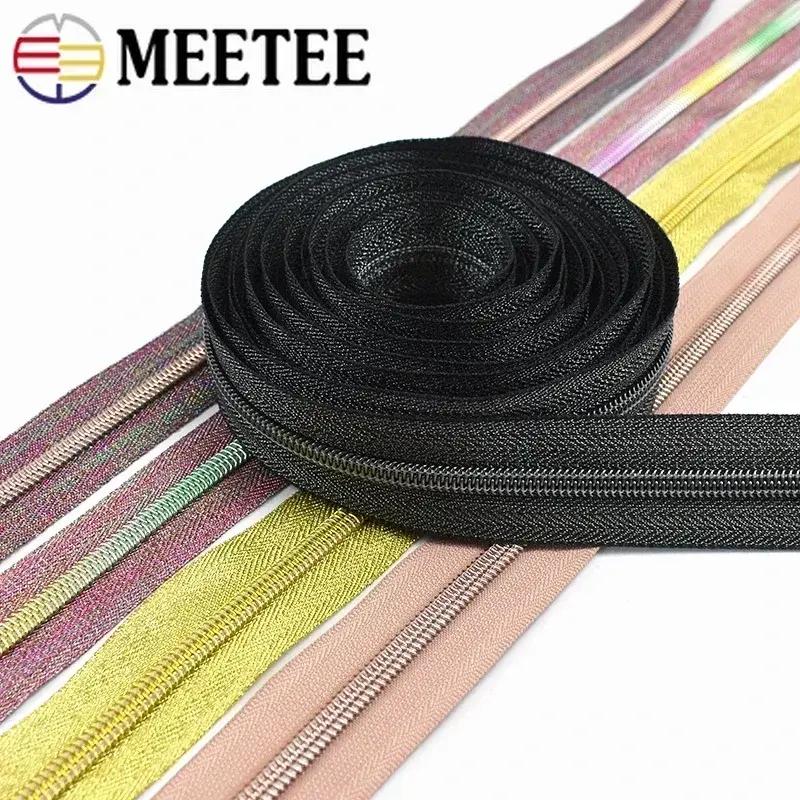 1-5Meters 5# Nylon Coil Zippers With Zips Slider For Bag Clothes Colored Zipper Jacket Coat Zip Repair Kits DIY Sewing Accessory