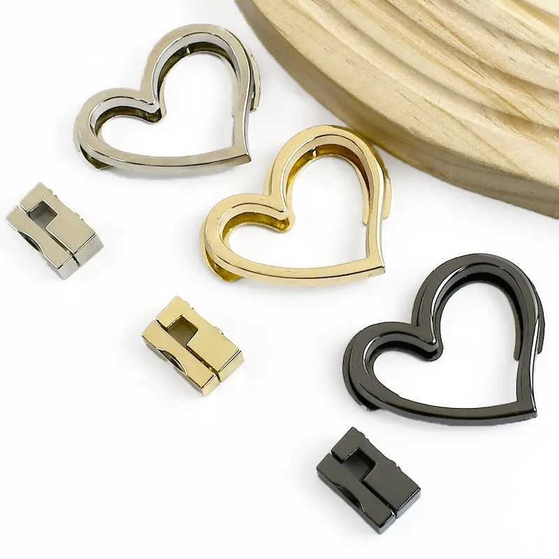 2-4Pcs Heart-Shaped Metal Twist Lock Buckles 3 Colors (Gold/Silver/Black) for Bag Purse Closure Clasp DIY Hardware Accessories