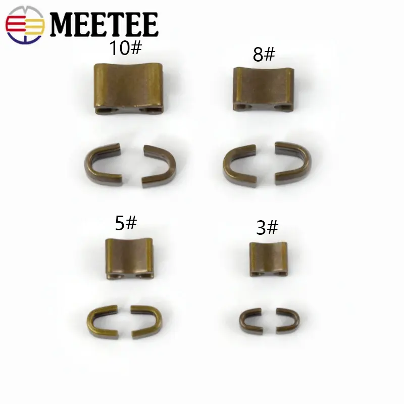 20/50Sets U-shape Metal Zipper Non-slip Zippers Lock End Sewing Zip Clasp Retainer Tail Zips Repair Kit DIY Closures Accessories