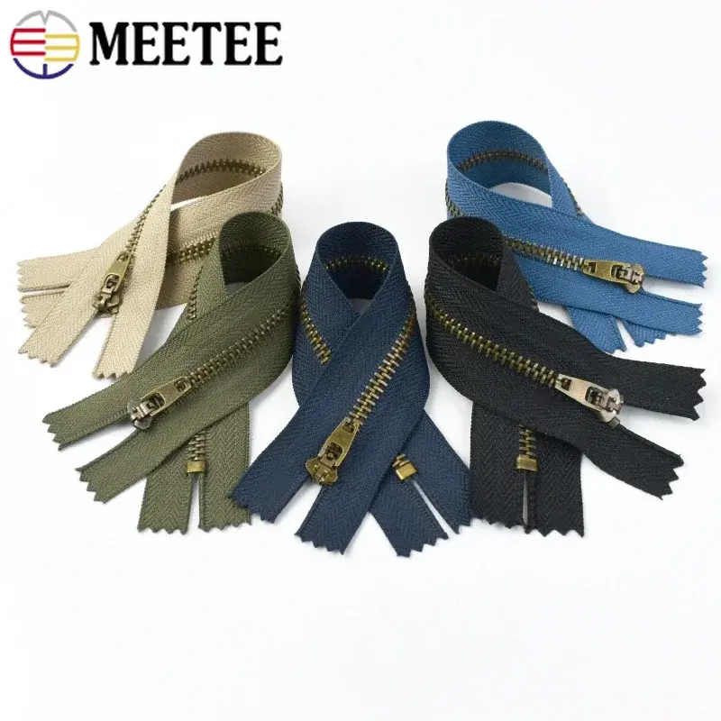 Meetee 4# 5/10/20Pcs 10-18cm Metal Zippers Tapes for Jeans Pocket Close-end Zip Bags Zips Repair Kit Y teeth handmade DIY Zipper