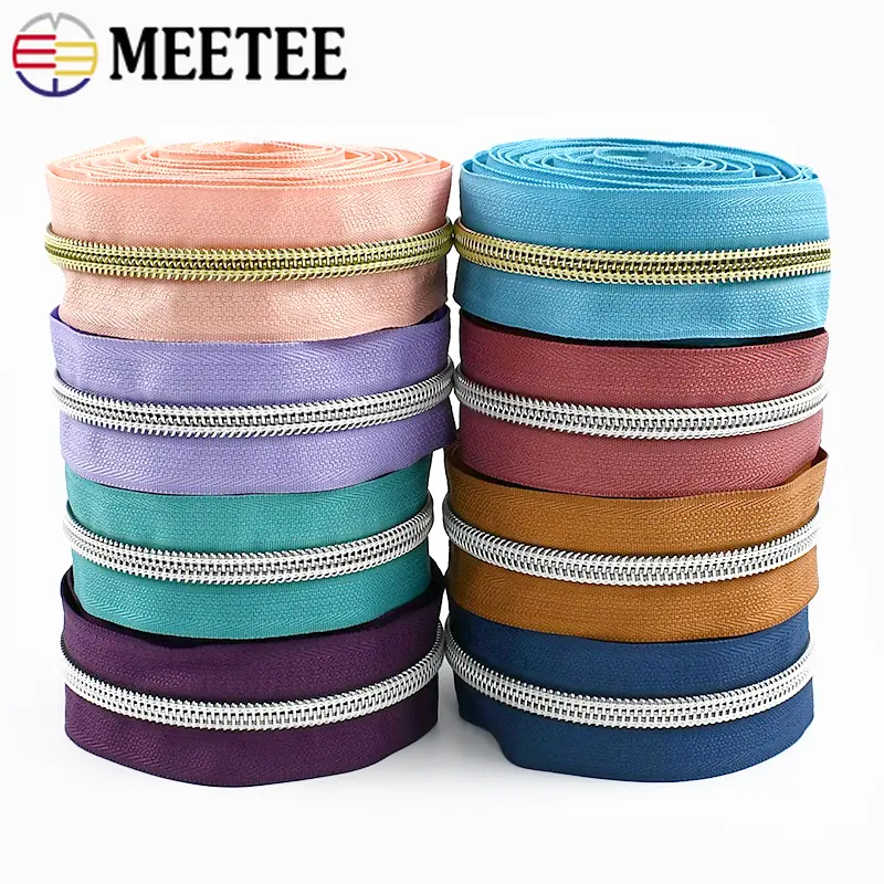 2/5/10Meters 5# Sewing Zipper Tape Nylon Zippers for Bags Coil Roll Zips By The Meter Garment Repair Kit DIY Sewings Accessories