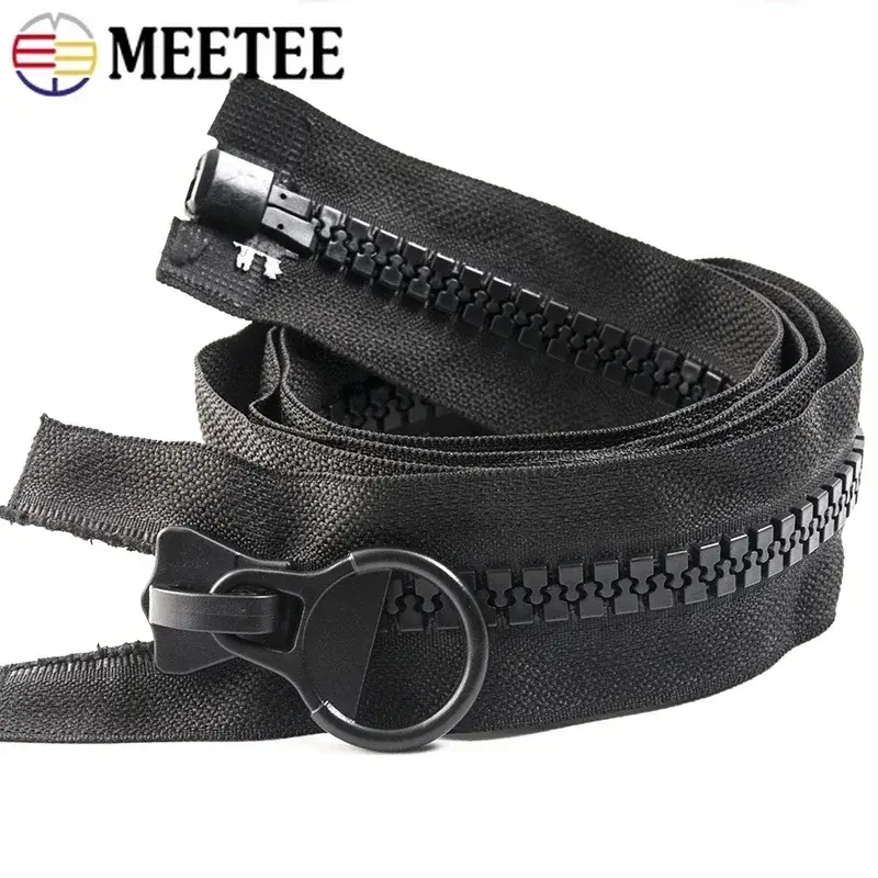 Meetee 8# 60-300cm Resin Zipper for Coat Open-End Jacket Zip Closure Down Coat Decorative Zips Repair Kit DIY Sewing Accessories