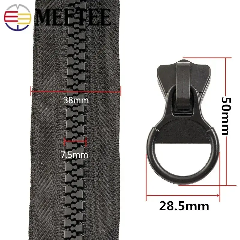 Meetee 8# 60-300cm Resin Zipper for Coat Open-End Jacket Zip Closure Down Coat Decorative Zips Repair Kit DIY Sewing Accessories