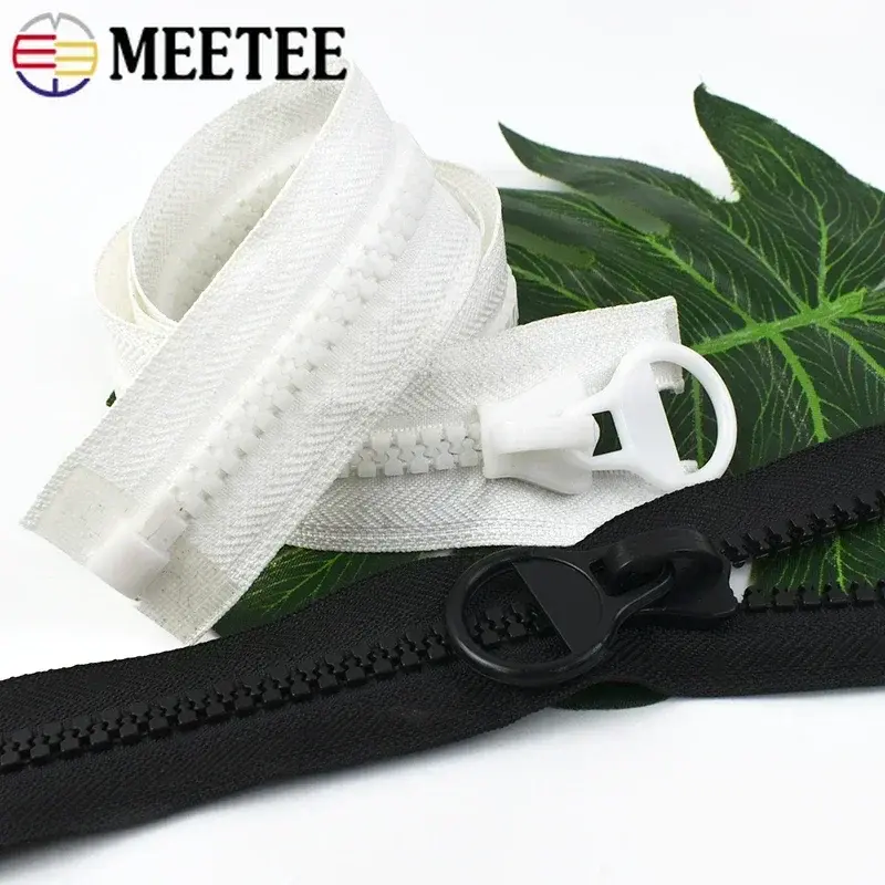 Meetee 8# 60-300cm Resin Zipper for Coat Open-End Jacket Zip Closure Down Coat Decorative Zips Repair Kit DIY Sewing Accessories
