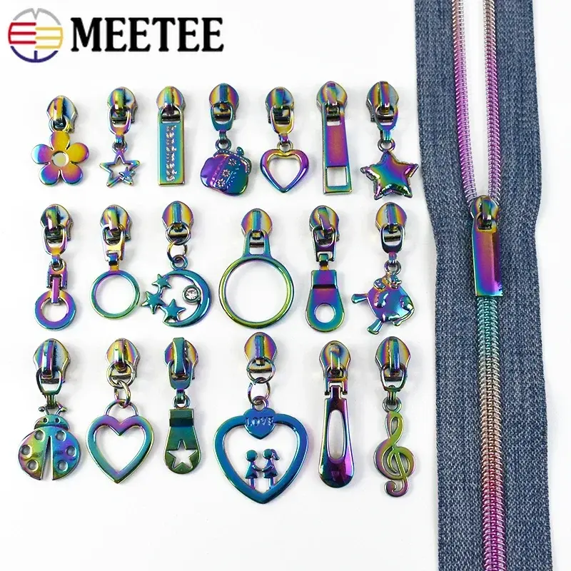 1-5Meters Meetee 5# Nylon Zipper Tape with Colored Zip Slider Bag Garment Pocket Decor Zippers Repair Kit DIY Sewing Accessories