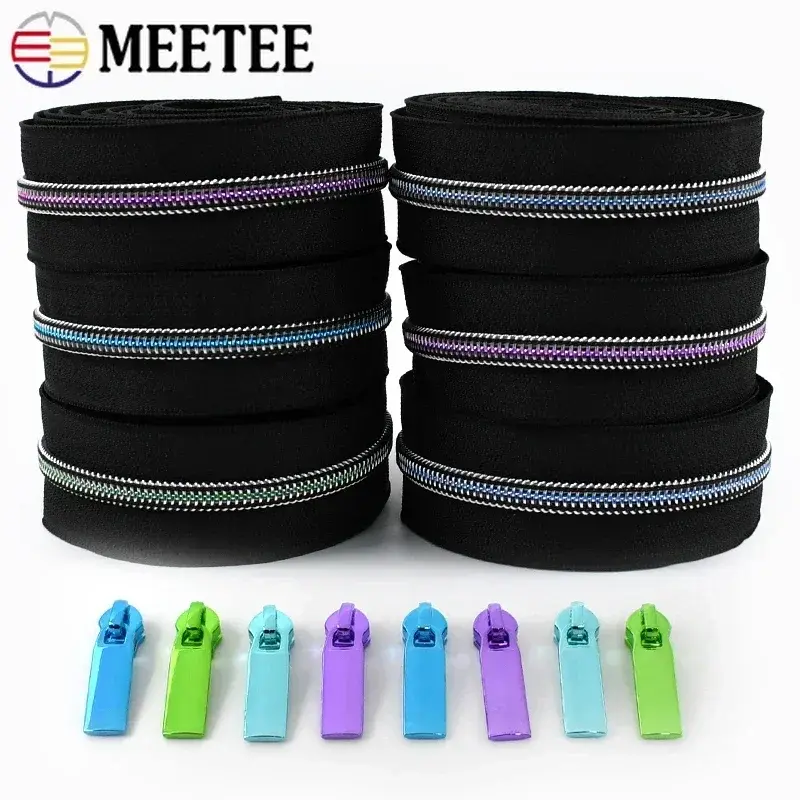 1-5M 5# Nylon Zippers Tape with Zip Sliders Colorful Coil Roll Zipper Pockets Zip Repair Kit DIY Clothes Replacement Accessories