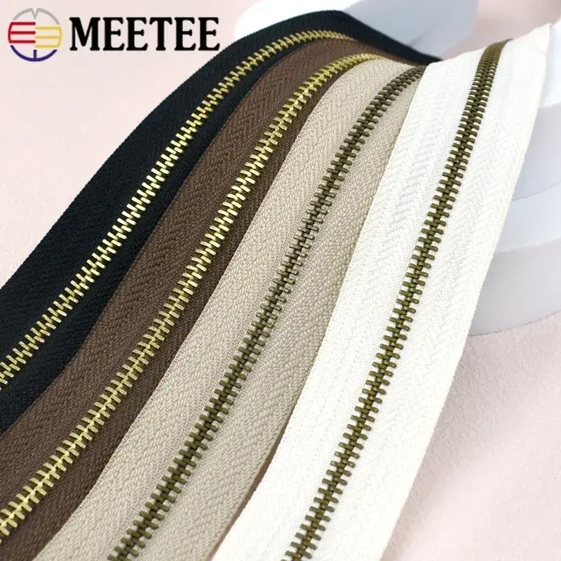 5# 5-20M Metal Zipper By The Meter Garment Shoes Decorative Zippers for Sewing Bag Clothes Zip Repair Kit DIY Tailor Accessories