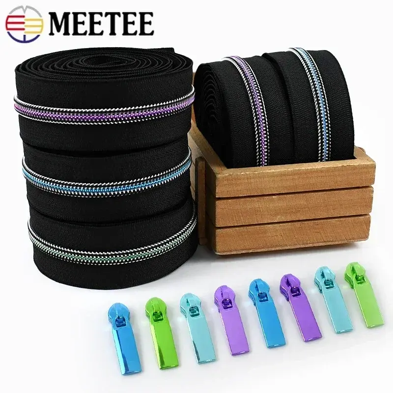 1-5M 5# Nylon Zippers Tape with Zip Sliders Colorful Coil Roll Zipper Pockets Zip Repair Kit DIY Clothes Replacement Accessories