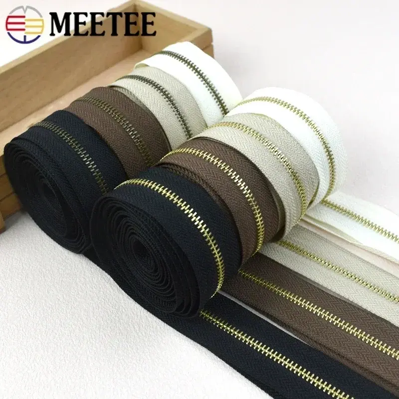 5# 5-20M Metal Zipper By The Meter Garment Shoes Decorative Zippers for Sewing Bag Clothes Zip Repair Kit DIY Tailor Accessories