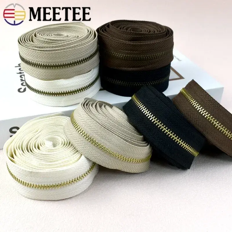 5# 5-20M Metal Zipper By The Meter Garment Shoes Decorative Zippers for Sewing Bag Clothes Zip Repair Kit DIY Tailor Accessories