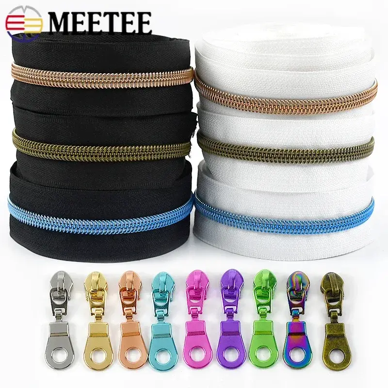 5# Zippers Tapes for Sewing Bag Purse  Zips Sliders Plastic Zipper Pulls Clothes Nylon Wallet Repair Zip Heads DIY Accessories
