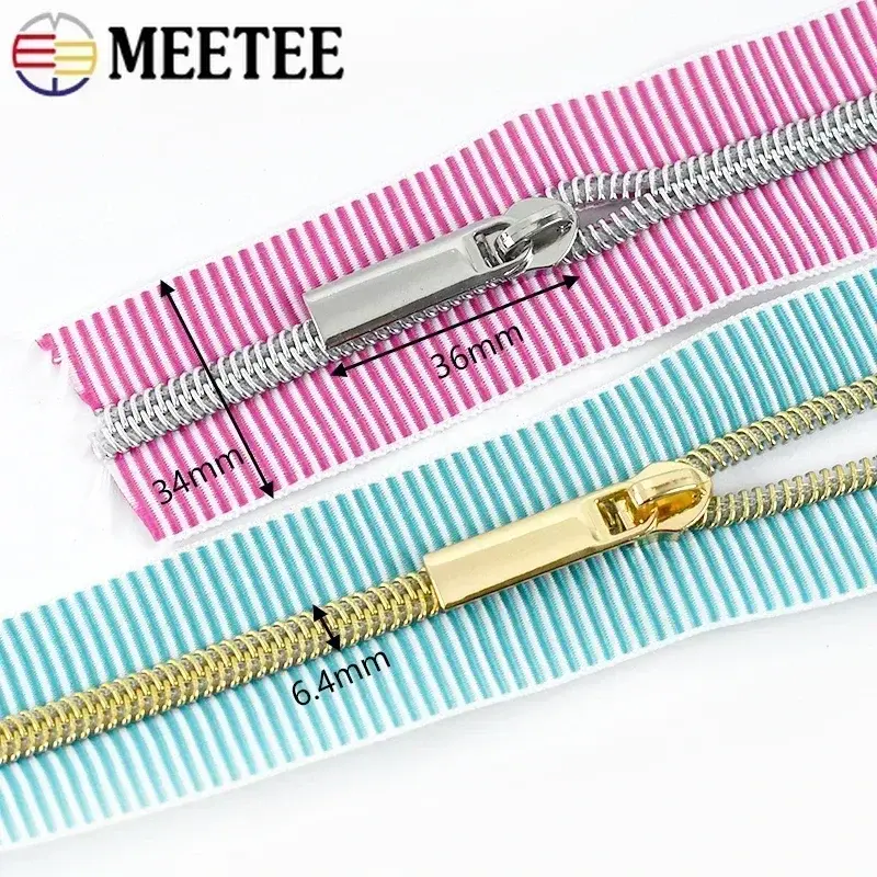 2/3/4/5Meters Meetee 5# Striped Nylon Zippers Tape for Sewing Bag Continuous Roll Coil Zip By the Meter DIY Garment Accessories
