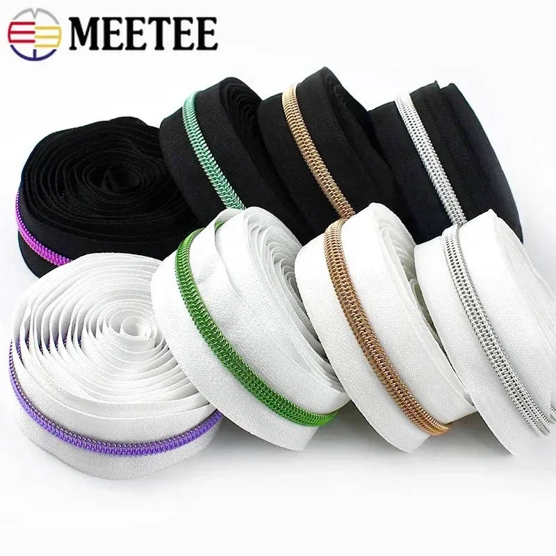 5# Zippers Tapes for Sewing Bag Purse  Zips Sliders Plastic Zipper Pulls Clothes Nylon Wallet Repair Zip Heads DIY Accessories