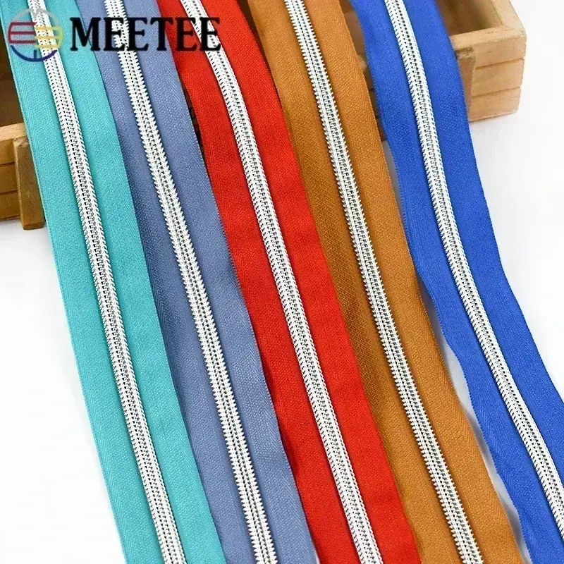 Meetee 5# 1-5M Nylon Zippers Tape for Sewing Roll Plastic Zips By The Meter Shoes Garments Zipper Repair Kit DIY Bag Accessories