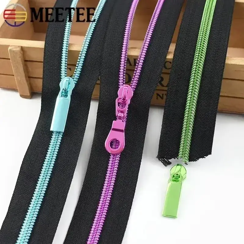 1-5Meters 5# Nylon Zippers Tape with Slider Pull for Sewing Bags DIY Clothes Accessories Zip Repair Kits Replacement Parts