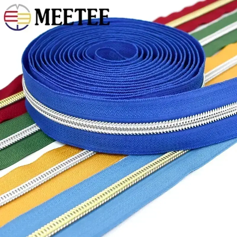 2-10M 5# Nylon Zipper Tape By Meter for Bag Garment Coil Zippers Purse Jacket Decorative Zips Repair Kits DIY Sewing Accessories