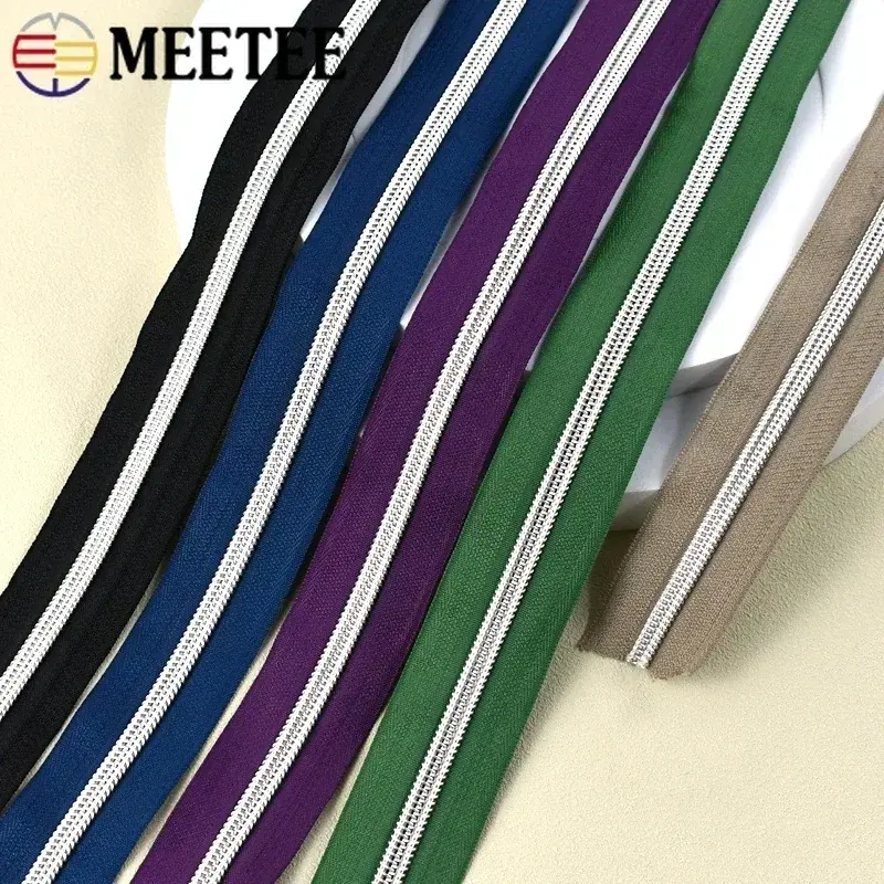Meetee 5# 1-5M Nylon Zippers Tape for Sewing Roll Plastic Zips By The Meter Shoes Garments Zipper Repair Kit DIY Bag Accessories