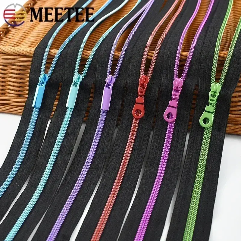 1-5Meters 5# Nylon Zippers Tape with Slider Pull for Sewing Bags DIY Clothes Accessories Zip Repair Kits Replacement Parts