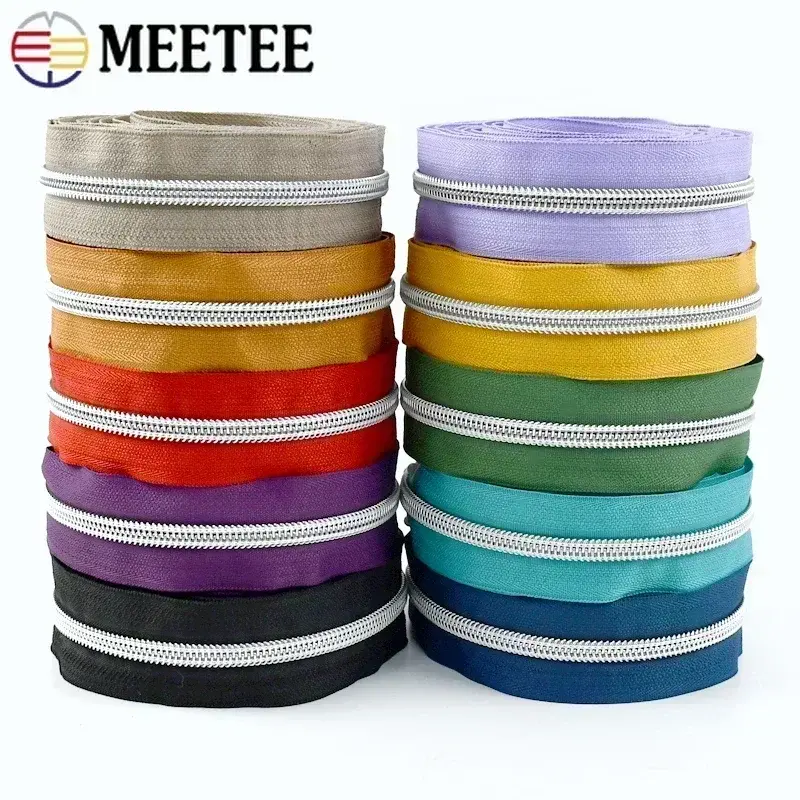 Meetee 5# 1-5M Nylon Zippers Tape for Sewing Roll Plastic Zips By The Meter Shoes Garments Zipper Repair Kit DIY Bag Accessories