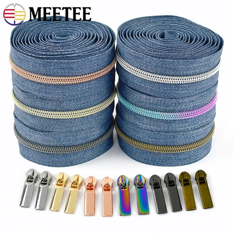 5# 2-10Meters Nylon Zipper Tapes with Sliders Bag Pocket Coil Zippers By The Meter Zips Head Repair Kit DIY Sewing Accessories