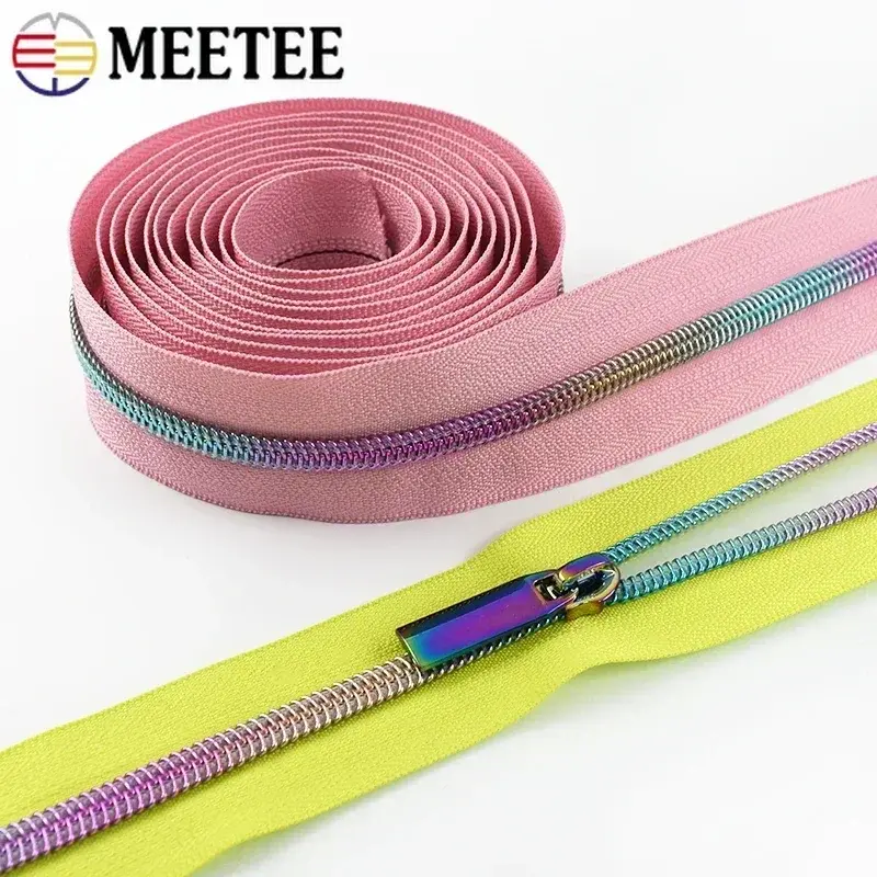 5# 2-5M Colored Nylon Zipper Puller for Clothes Zippers Tape Bags Pocket Zip Slider Head Replacement Repair DIY Sewing Accessory