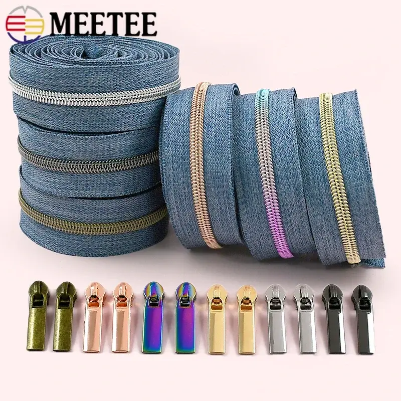 5# 2-10Meters Nylon Zipper Tapes with Sliders Bag Pocket Coil Zippers By The Meter Zips Head Repair Kit DIY Sewing Accessories