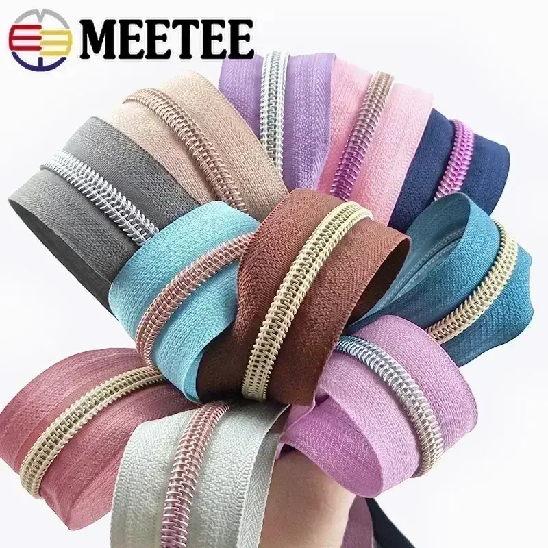 4/10/20M 5# Nylon Zippers for Bag Purse Shoes Sewing Zipper Tapes Garment Plastic Coil Decor Zips Repair Kit DIY Accessories