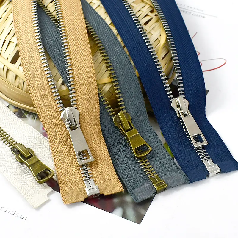 4/10Pcs 40-80cm 5# Metal Zippers for Clothing Backpack Auto-lock Zipper Tape Garment Decor Zip Repair Kit DIY Sewing Accessories