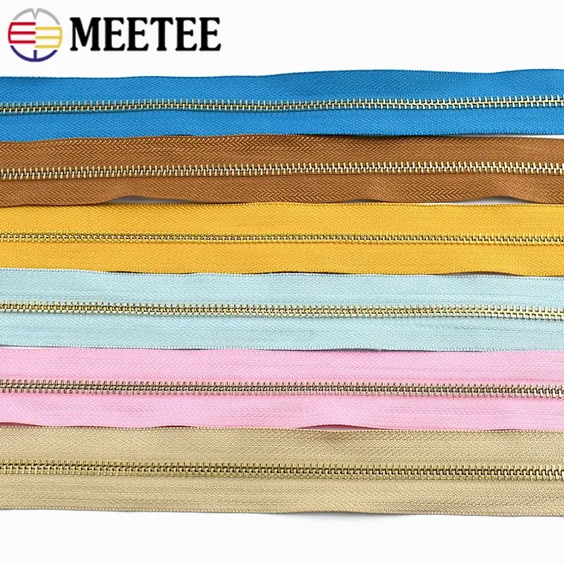 1/2/3/4/5Yards Meetee 5# Metal Zipper Bags Jacket Zips Coat Pocket Sewing Zip Closure Repair Zippers DIY Garment Sew Accessories