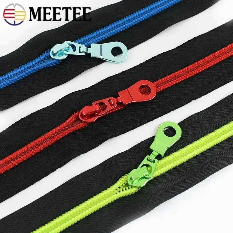 1-5M Nylon Zippers Tape with 5# Zipper Slider for Sewing Bags Wallet Clothing Zips Pull Head Repair Kits DIY Tailor Accessories