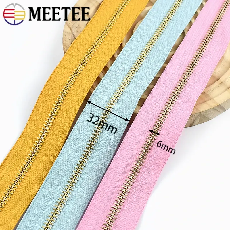 1/2/3/4/5Yards Meetee 5# Metal Zipper Bags Jacket Zips Coat Pocket Sewing Zip Closure Repair Zippers DIY Garment Sew Accessories