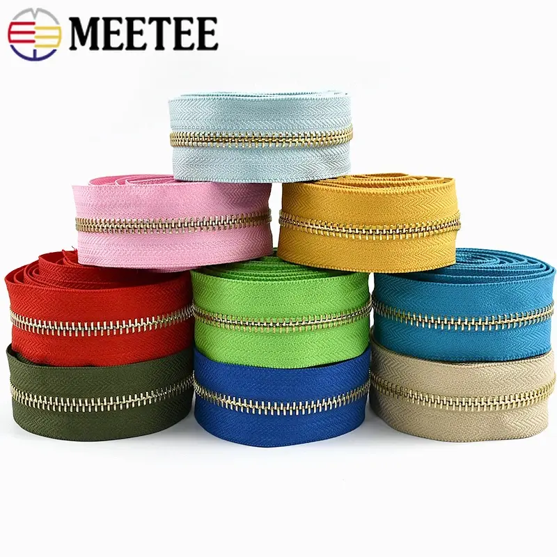 1/2/3/4/5Yards Meetee 5# Metal Zipper Bags Jacket Zips Coat Pocket Sewing Zip Closure Repair Zippers DIY Garment Sew Accessories