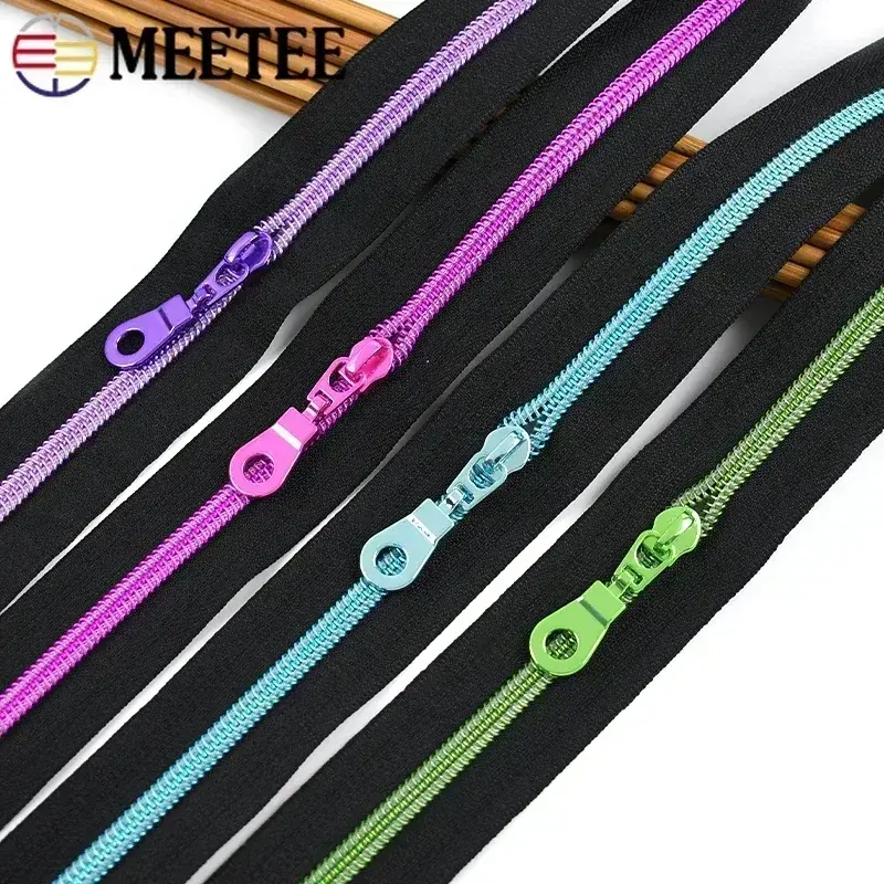 1-5M Nylon Zippers Tape with 5# Zipper Slider for Sewing Bags Wallet Clothing Zips Pull Head Repair Kits DIY Tailor Accessories