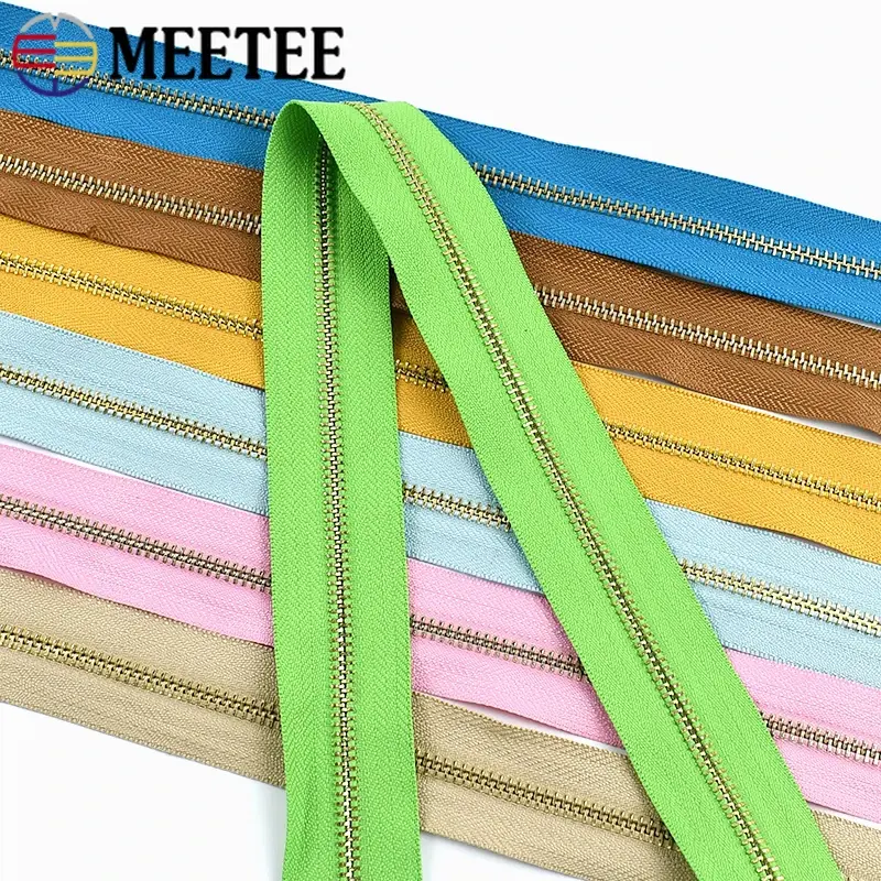 1/2/3/4/5Yards Meetee 5# Metal Zipper Bags Jacket Zips Coat Pocket Sewing Zip Closure Repair Zippers DIY Garment Sew Accessories