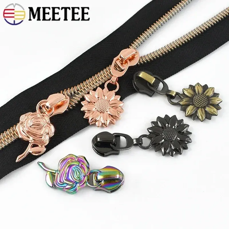 5# Meetee 5-20Pcs Nylon Zipper Slider for Zippers Closure Bags Sewing Zips Pulls Heads Zip Repair Kits DIY Garment Accessories