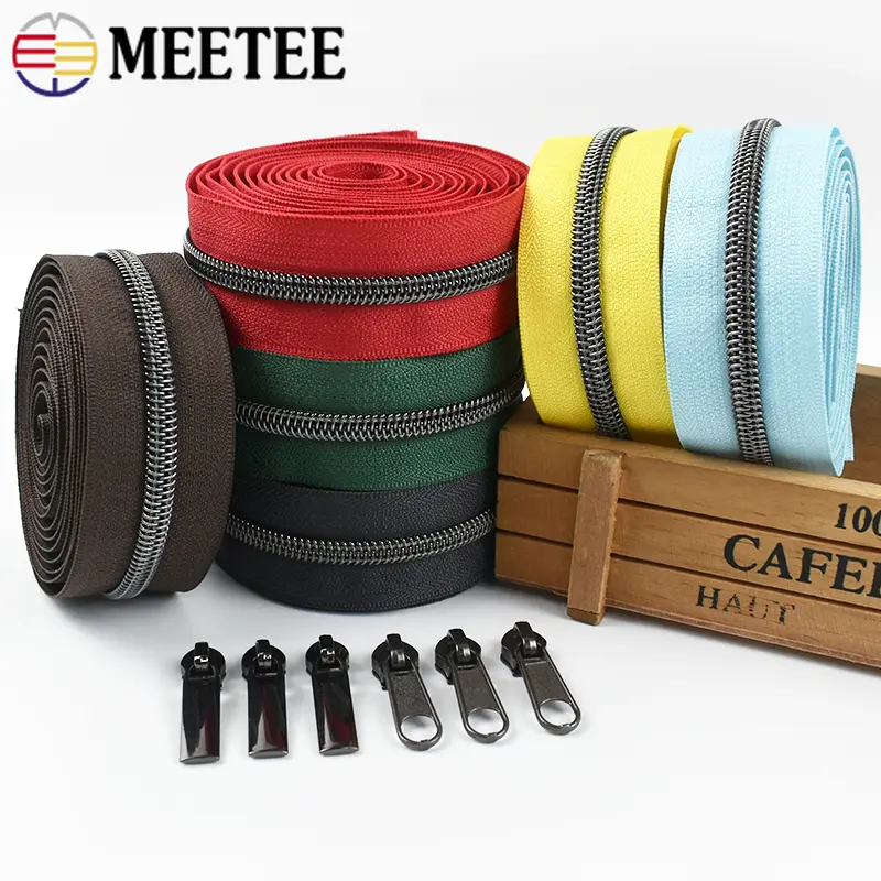 1-5M 5# Nylon Coil Zipper Tape Zippers Slider Head For Sewing Garment Zip Luggage Bag Zips Repair Kit Replacement Accessorie