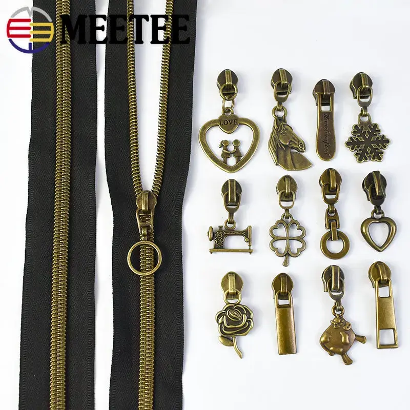 3M 5# Nylon Zipper Tapes+3Pcs Sewing Zippers Sliders Bag Pocket Decoration Zips Pulls Head Repair Kit DIY Accessories