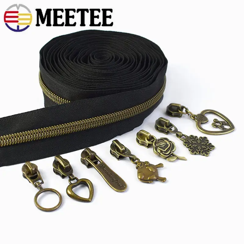 3M 5# Nylon Zipper Tapes+3Pcs Sewing Zippers Sliders Bag Pocket Decoration Zips Pulls Head Repair Kit DIY Accessories